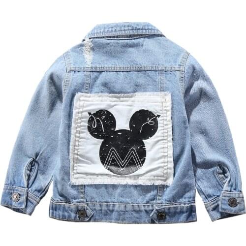 2021 Denim Jacket For Boys Fashion Coats Children Clothing Autumn Baby Girls Clothes Outerwear Cartoon Mickey Jean Jacket Coat