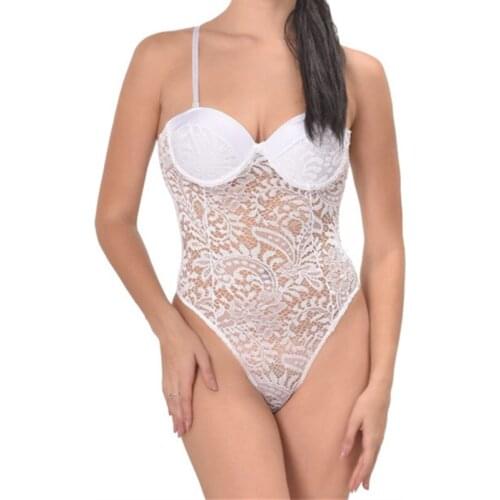 New Arrival Porn Erotic lingerie Black White Plus Size Bodydoll 2019 Women Push-up Cup Lace Sexy Teddy Lingerie Bodysuit