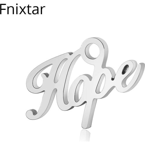 Fnixtar 9*14mm 316L Stainless Steel Hollow Hope Alphabet Charms Pendant for Women Jewelry Making DIY Handmade Charms 20pcs/lot