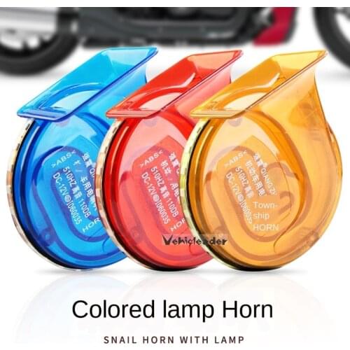 12V Motorcycle Snail Horn with led Light Loud Clear Voice Speaker Air Horn Auto Car Motorbike Universal Electronic with LED Lamp
