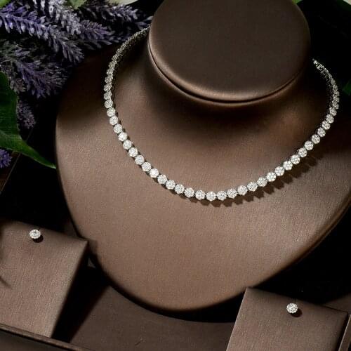 HIBRIDE Classic White Gold Color AAA+ CZ Stone Wedding Bridal Dress Accessories Party Jewelry Sets for Women N-91