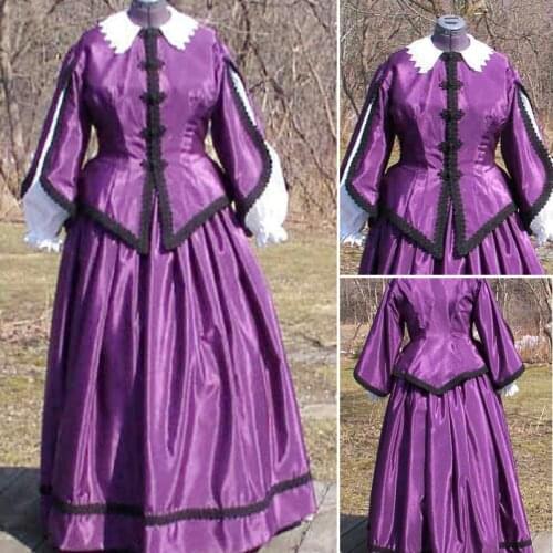 HistoricalCustomer-made Red 1800S Victorian dress 1860s Civil war Dress Vintage Costumes Southern Belle Prom Gown US6-36 V-362