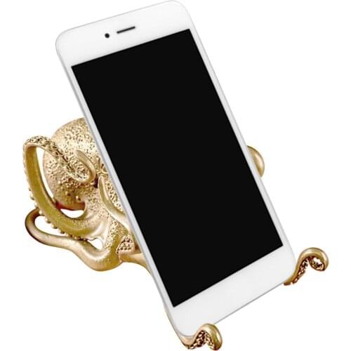 Animal Creative Brass Octopus Stand Computer Cell Mobile Phone Pen Holder Decoration Funny Small Animal Shape Ornaments Gift