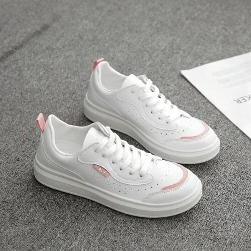 Fashion Celebrity Style Small White Shoes 2020 Spring New Womens Shoes PU Thick Bottom flat Bottom Leisure SportsWomens shoes