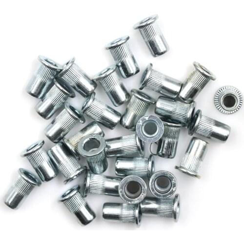 M5 Thread 304 Stainless Steel Rivet Nut Insert Nutsert Knurled Nuts Cap Rivnut Threaded Flat Head Rivet Insert Nutsert 30pcs