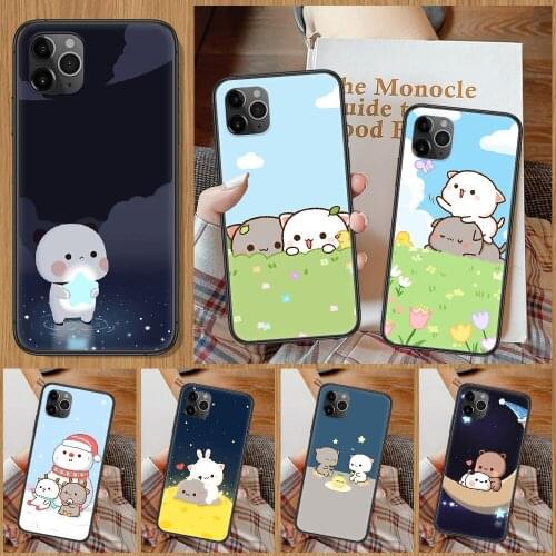 Cute Peach Cat Phone Case For iphone 5 5S SE 2 6 6S 7 8 11 12 Mini Plus X XS XR Pro Max black luxury prime tpu waterproof