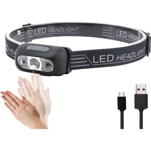 Mini Sensor Headlight 10000Lm USB Charging Rechargeable Body Motion Sensor Headlight Camping Flashlight Torch Lamp With USB Lamp