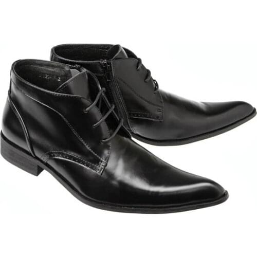 Men new fashion pointed toes martin boots men business black lace up spring autumn ankle boote free shipping