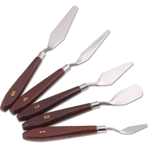 5 Pcs Painting Knife Set Stainless Steel Painting Mixing Scraper Artist Oil Painting Palette Knife Spatula Painting Art Drawing