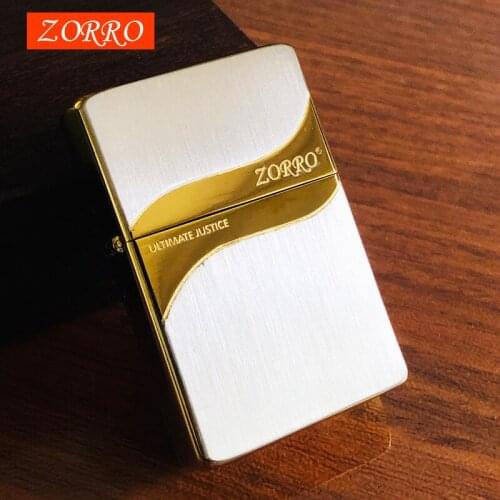 Zorro New Brass Retro Classic Kerosene Windproof Lighter Creative Personality Mens Cigarette Lighter Accessories Gadget