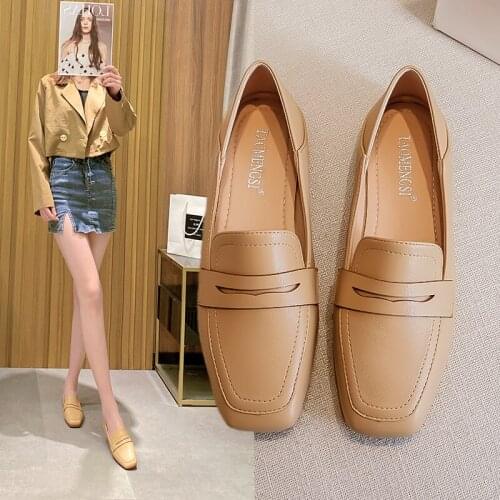 2021 Spring New Lefu Small Shoes Large Size Soft Soled Two Wear Flat Soled Square Head Single Shoes