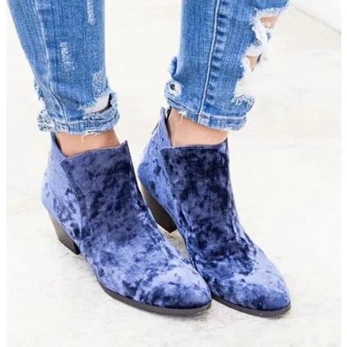 New Women Ankle Boots Autumn Winter Mid Heels Chelsea Boots Vintage Zipper Round Toe Platform Ladies Shoes