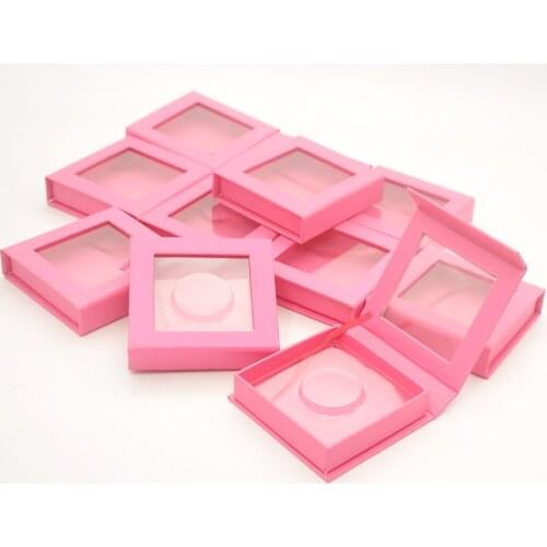 Wholesale false Eyelash Packaging Box Lash Boxes Packaging Custom Logo fake Mink eyelashes Strips square pink Empty Case Vendors