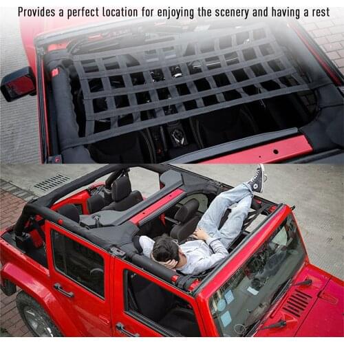 Portable Auto Roof Net HammockRoof Net Car Hammock Sunshade Travel Outdoor Vehicle Soft Bed Apply For Jeep Wrangler JK 07-18