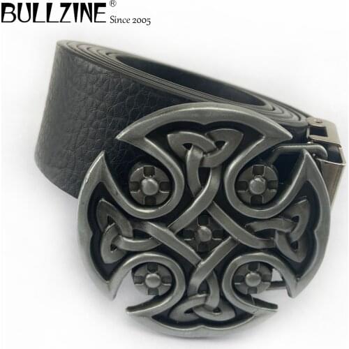 Bullzine zinc alloy retro CELTIC CROSS belt buckle Free PU belt jeans gift belt buckle FP-02917 drop shipping