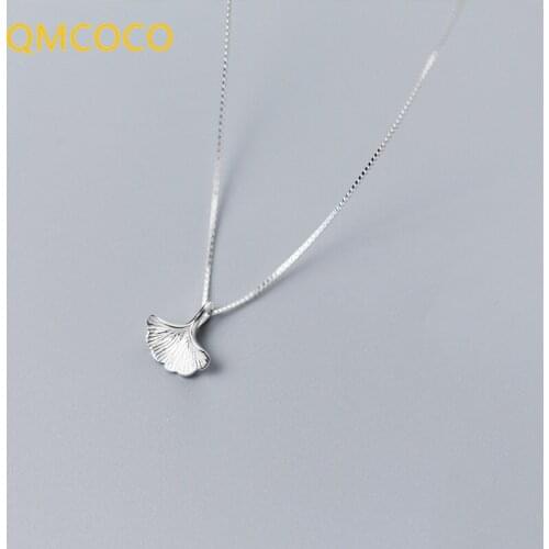 Korean Style 925 Silver Ginkgo Biloba Leaf Simple Trendy Charm Pendant Necklace For Women Party Wedding Jewelry Accessories