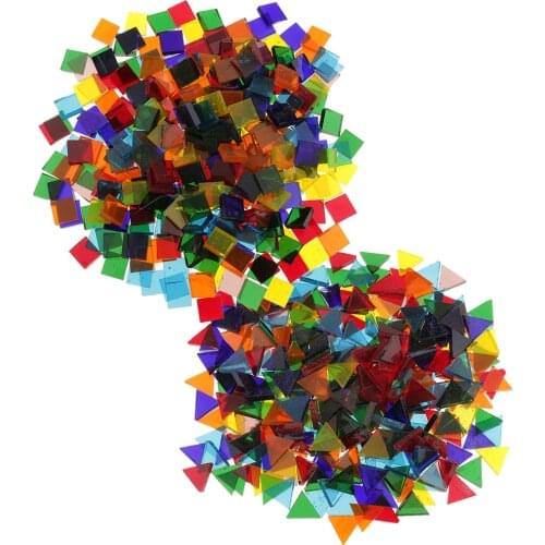 Mixed Color Clear Square Glass Mosaic Tiles Pieces for DIY Craft Art Sticking mosaic tiles on cups plates photo frames