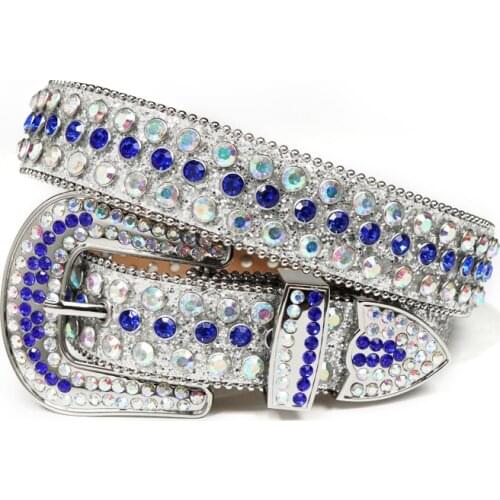 Western Cowgirl Cowboy Rhinestone Belt Luxury Designer Brand Ladies Genuine PU Leather Belts High Quality Silver Buckle Belt