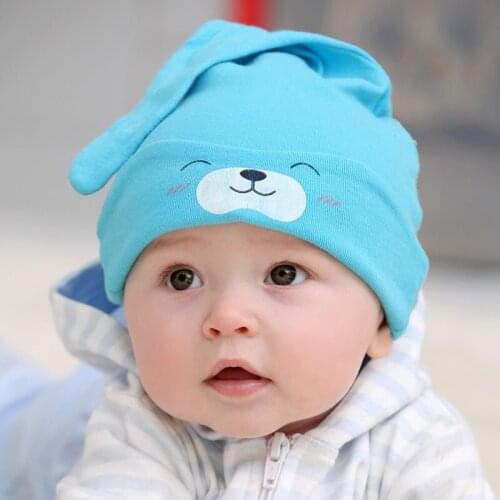 Newborn baby hat Fashion cute design Pure cotton soft and comfortable Head Keep warm protection Sleep hat Top height adjustable