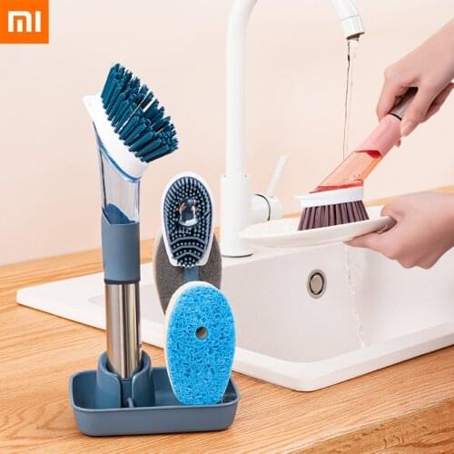 Xiaomi Youpin 4-in-1 Pot Brush Multi-function Cleaning Kitchen Oily Pot Scrubbing Brush Sponge Brush Long-handled Cleaning Brush