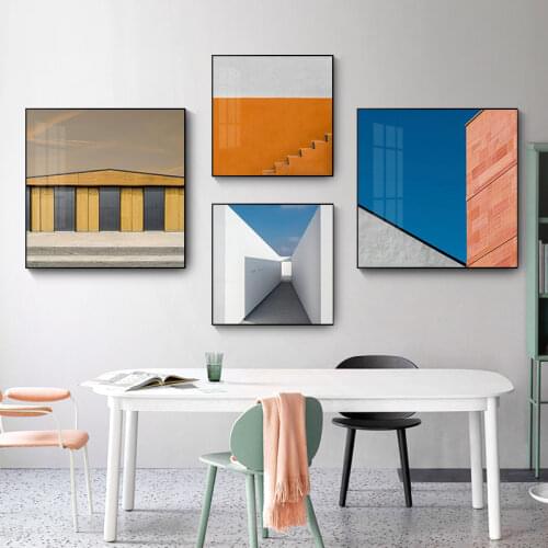 Modern Living Room Decoration Paintings Dining Room Paintings Light Luxury Bedroom Murals Geometric Building Entrance Decor