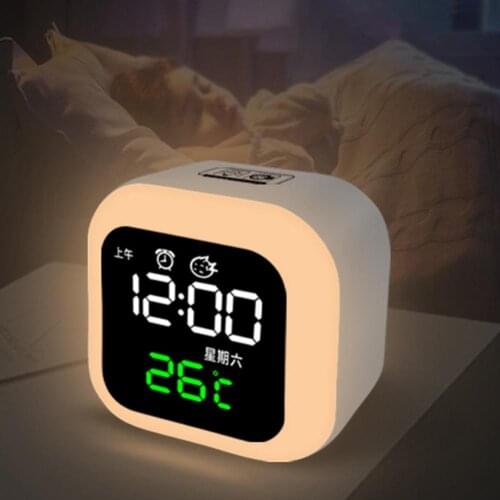 Dimmmable LED Alarm Clocks Silent Voice Control Temperature Display Digital Clock USB Charging Bedside Table Clocks Home Decor