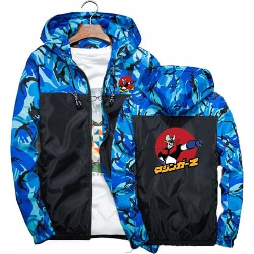 Mazinger Z Robot Logo Spring Autumn Mens Jacket Hoodie Coat Casual Zipper Sweatshirt Mens Fashion Male Camouflage Sportswear