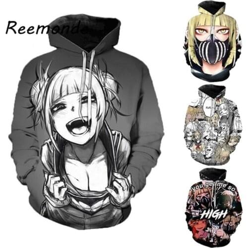 My Hero Academia Himiko Toga Hoodies Sweatshirts Women Pullover Top Coat Cos 3D Print Harajuku Hip Hop Hooded Sweater Costume