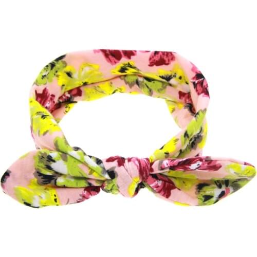 High Quality Girls Kids Baby Children Bowknot Floral Flowers Printing Colorful Hairbands Headwear Hair Band Headband FS0558