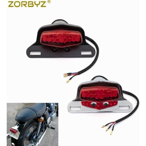 ZORBYZ Black/Chrome Retro LED Tail Brake Light Lucas Style Taillight Brake Lamp E-Mark For Honda Triumph Cafe Racer Chopper