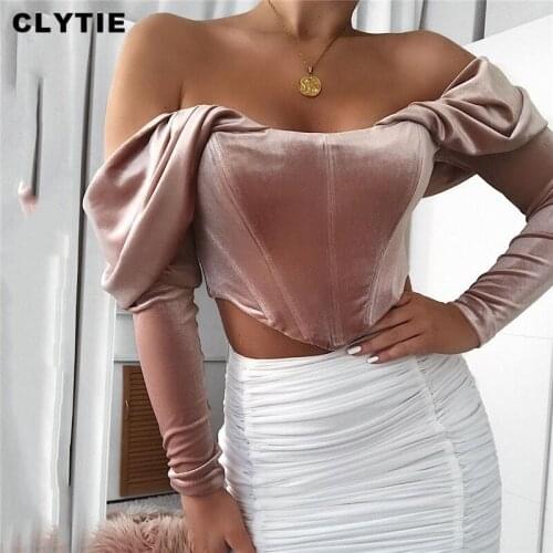 Clytie New Spring Off Shoulder T Shirt Women Long Sleeve Casual Bodycon Ladies Ruched Women Fashion Khaki Top