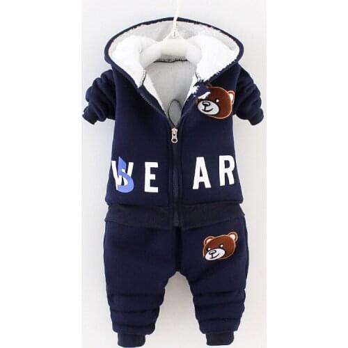 Winter leisure cotton-padded clothes for infants and children two-piece suits sweater thick clothes
