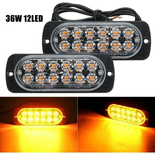 1pcs 12pcs LED Strobe Warning Light 12V 24V Super Power Car Truck SUV Emergency Side Flashing Light Yellow Car Light