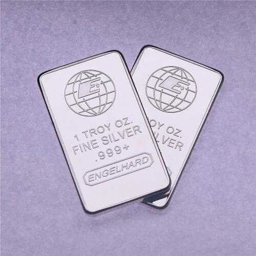 1 OZ Engelhard Silver Bullion Bar Silver Plated Ingot Badge 50 mm x 28 mm Collectible Home Decoration Silver Bar