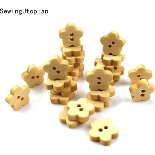 300PCS 2-Hole Plum Flower Wood Buttons Sewing Craft 2 Holes Sewing Wooden Button Clothes Scrapbooking Decorative DIY Craft