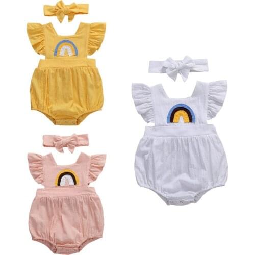 2020 Baby Bodysuit Newborn Infant Baby Boys Girls Sleeveless Rainbow letters Bodysuit Jumpsuit Outfits Sunsuit Clothes
