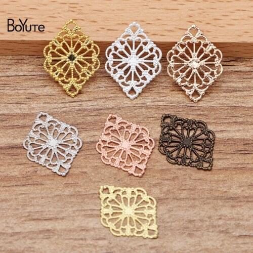 BoYuTe (100 Pieces/Lot) 15*20MM Metal Brass Filigree Findings Diy Vintage Jewelry Accessories Handmade Materials Wholesale