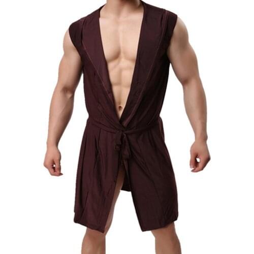 Mens bathrobe ice silk hooded pajamas sexy section kimono bathrobe mans gown roupao large size solid Bath robe badjas dressing