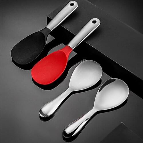 Rice Spoon Non-stick Portable Convenient Thicken Stainless Steel Scoop Anti-slip Rice Spoon for Home