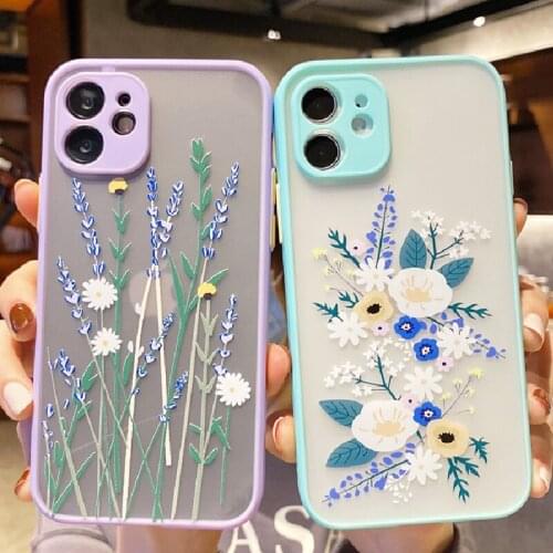 Fashion Flower Transparent Phone Case For iPhone 11 Pro 12 Mini 7 8 Plus X XR XS Max SE2 Cute Soft Bumper Shockproof Matte Cover
