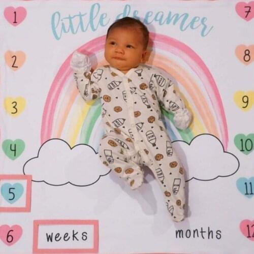 NewBaby Milestone Blanket Newborn Photography Photo Props Cartoon Animal Toddler Memorial Day Monthly Background Cloth 100*100cm