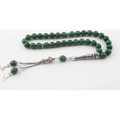 Facet Cut Aventurine Stone Handmade Rosary with 925 Sterling Silver
