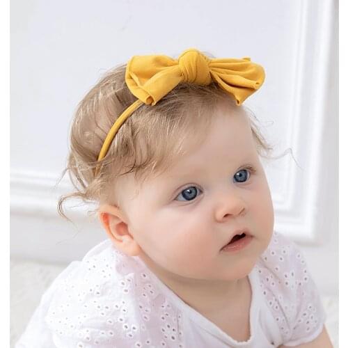1pcs Bow Elastic Baby Headband Solid Color Hair Accessories for Child Nylon Bowknot Headwraps Baby Girl Hairband 16 Colors