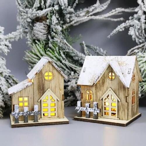 Christmas Decorated Illuminated Cabin LED Glittery Home Decoration Night Lamp Pendant Led Candles Prop