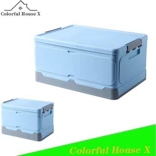 Folding Storage Box Plastic Car Storage Case Books And Sundries Sorting High-Capacity Portable Large Organizer For Clothes Pink