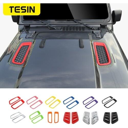 TESIN Car Engine Hood Air Outlet Vent Decoration Cover Sticker Accessories for Jeep Wrangler JL 2018+ for Jeep Gladiator 2018