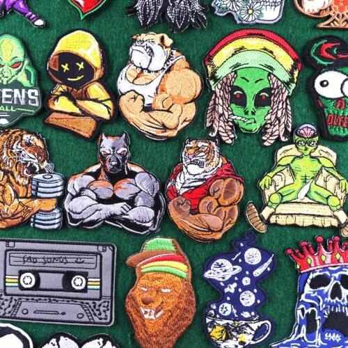 Animal/Bear Patch Alien Embroidery Patches For Clothing Iron On Patch On Clothes Stickers Patches For T-Shirt Punk Applique DIY