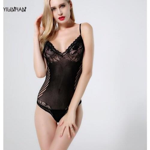 YILINHAN 2021Sexy Woman Teddy Floral Lace Striped Leotard Women Plus Size Rompers Womens Jumpsuit See Through Bodysuit