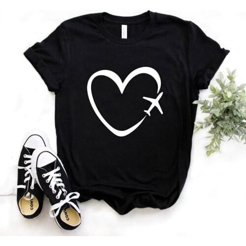 Travel plane heart love Print Women tshirt Cotton Casual Funny t shirt Gift Lady Yong Girl Top Tee 6 Color A-1121