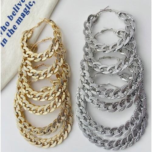 Earrings For Women 2021 Trend Long Hanging Minimalist Jewelry Girls Gift Statement Chain Gold Fashion Boho Large Hoop earrings